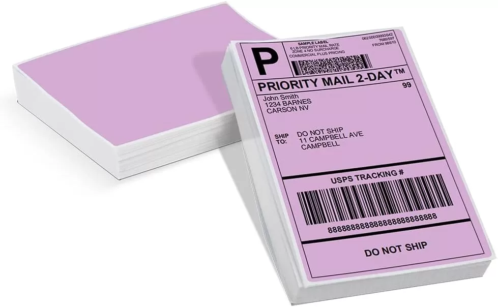 imageMemoking 4x6 Thermal Direct Shipping Label  4x 6 FanFold Labels for Shipping Labels Barcodes Address Mail Product Logo LabelsSmall Business Labeling Green 500pcsPurple