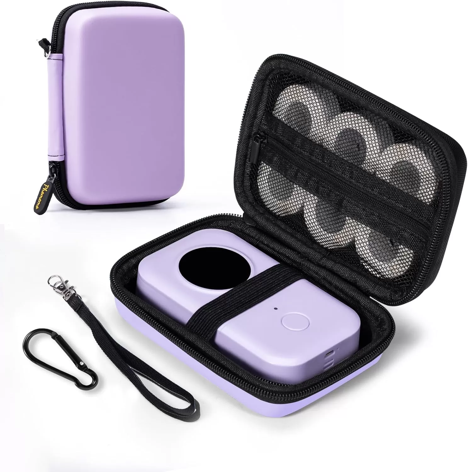 imageMemoking Hard Storage Case  Compatible T02 Phomemo D30 SUPVAN E10 NIIMBOT D11 JADENS D110 and More with Zipper Mesh Pocket Waterproof Durable Shockproof Case Purple Only Case