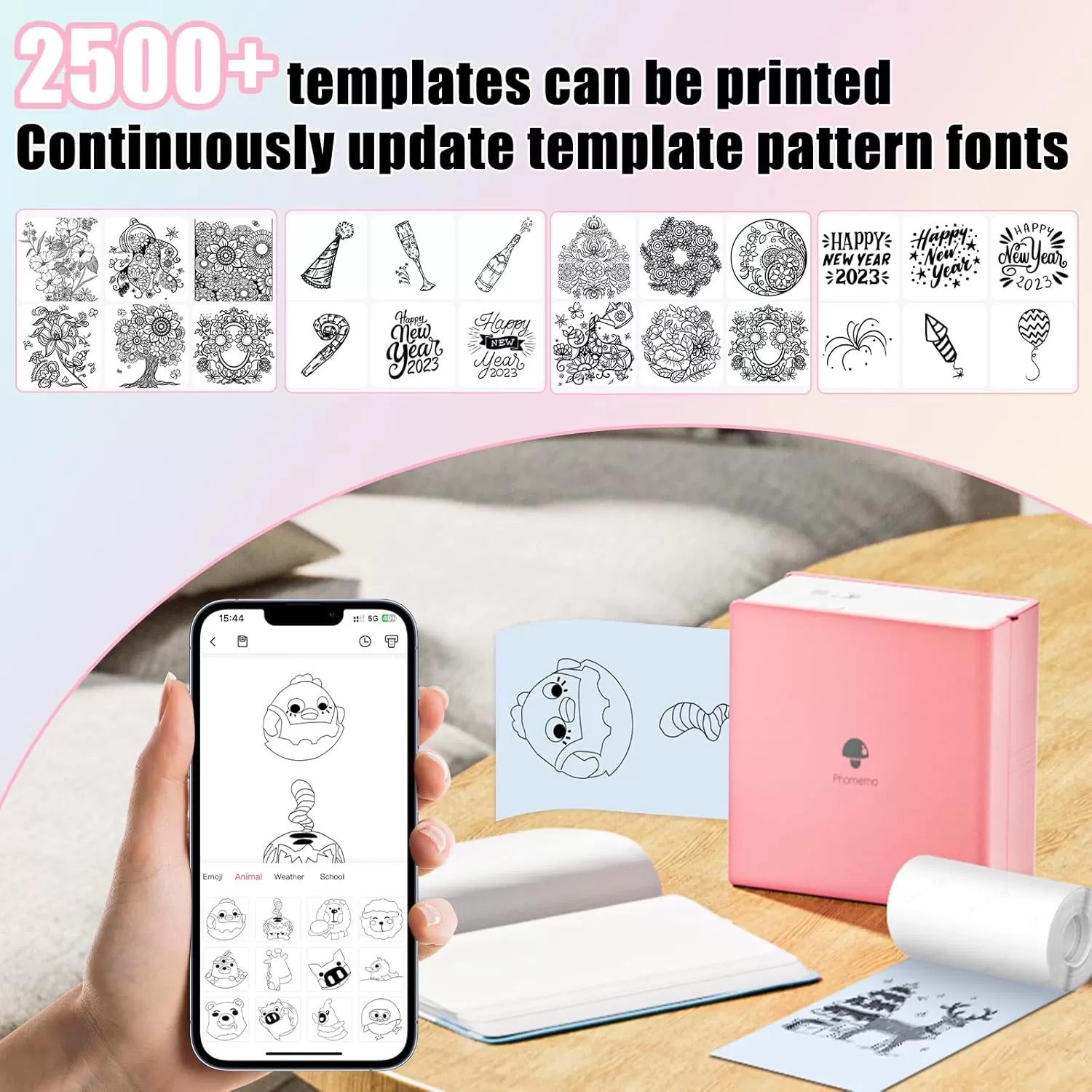 imageMemoking M02 Thermal Printer Paper  Compatible with Phomemo M02PRO M02D M02S M03 M03AS M04S M02 Printer  YellowPinkBlue Thermal Labels 53mm x 65m  208in x 2132ft 3 Rolls