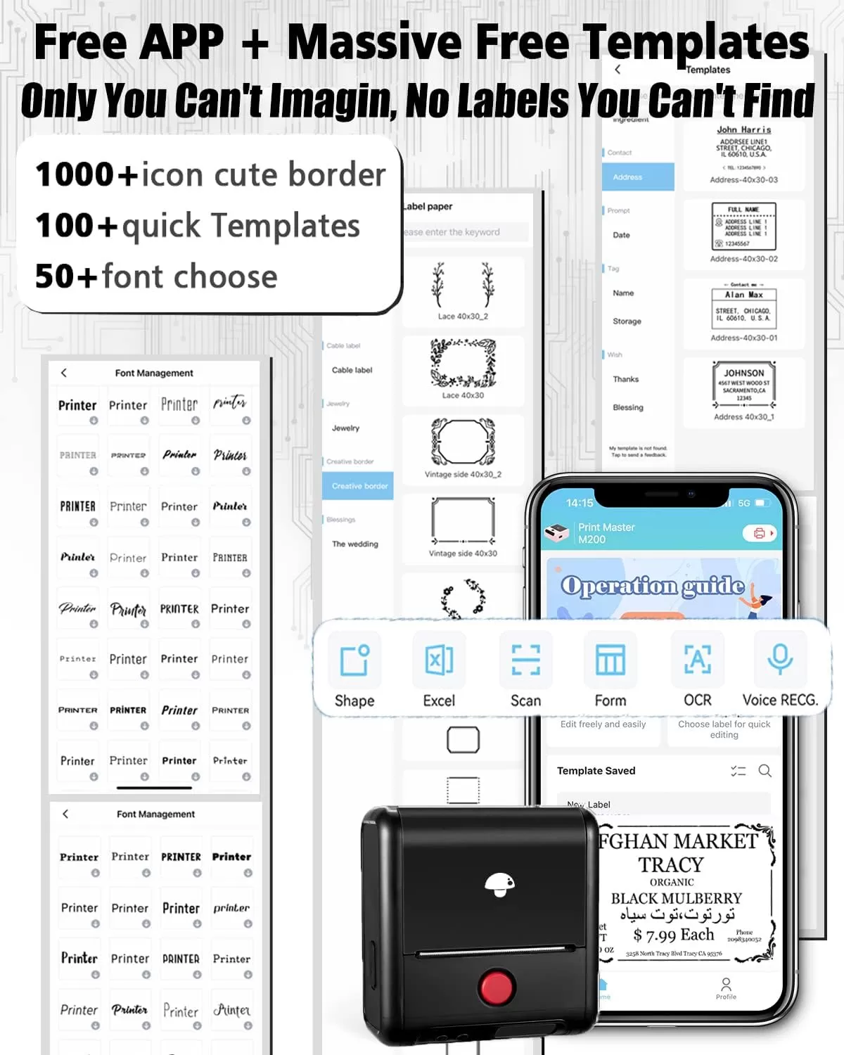 imageMemoking M200 Label Maker Machine with Tape 3 Rolls  Bluetooth Label Printer for Small Business Barcode Label Printer Portable Label Maker Machine for RetailPrice TagAddressfor Phone ampamp PC