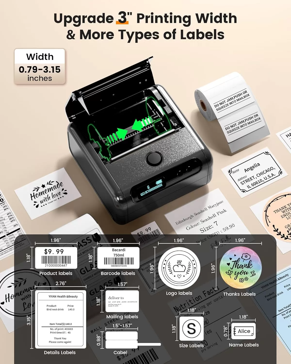 imageMemoking M200 Label Maker Machine with Tape 3 Rolls  Bluetooth Label Printer for Small Business Barcode Label Printer Portable Label Maker Machine for RetailPrice TagAddressfor Phone ampamp PC
