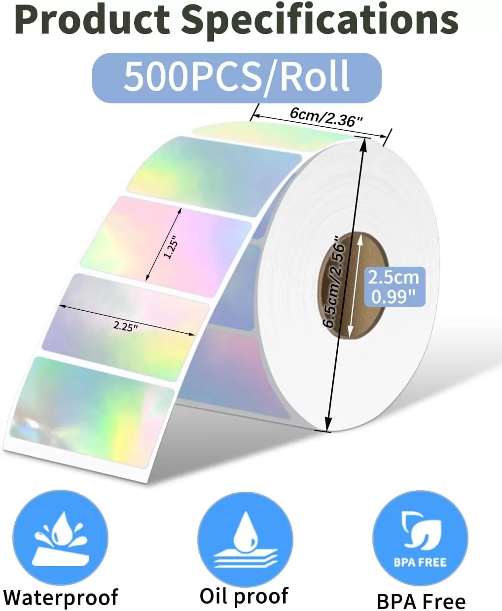 imageMemoking Thermal Labels 4quot  2quot Holographic Silver SelfAdhesive Sticker Label Square Direct Thermal Label for Thanks Card Logo Name Price Address QR Code 500 LabelsSilver