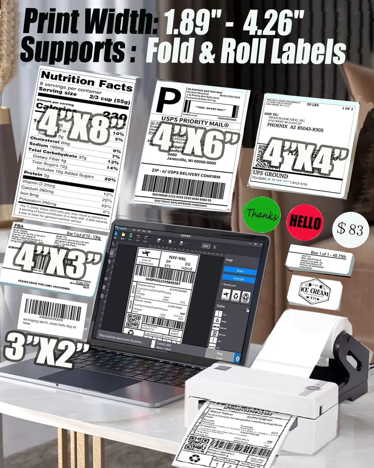 imageMemoking Thermal Shipping Label Printer with Label Holder  High Speed Desktop Label Printer for Shipping Packages for Windows ampamp MacOS  HD 4x6 Shipping Label Printer for Small Business PackageLogo