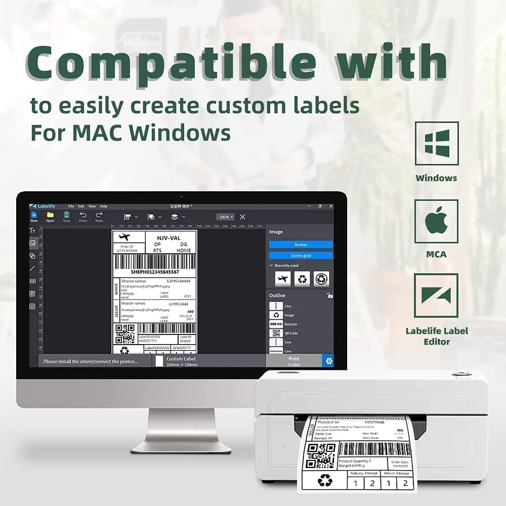 imageMemoking Thermal Shipping Label Printer with Label Holder  High Speed Desktop Label Printer for Shipping Packages for Windows ampamp MacOS  HD 4x6 Shipping Label Printer for Small Business PackageLogo