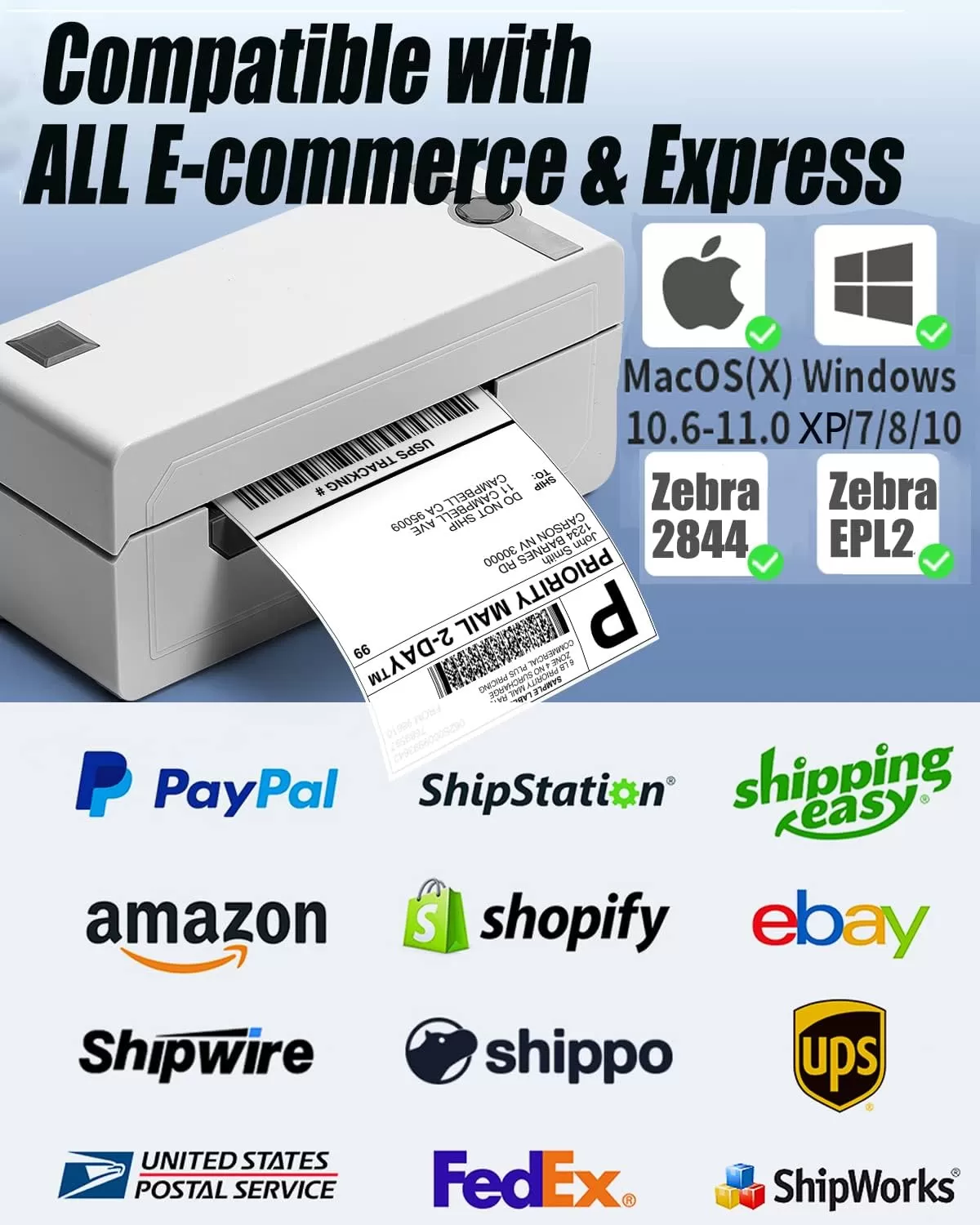 imageMemoking Thermal Shipping Label Printer with Label Holder  High Speed Desktop Label Printer for Shipping Packages for Windows ampamp MacOS  HD 4x6 Shipping Label Printer for Small Business PackageLogo