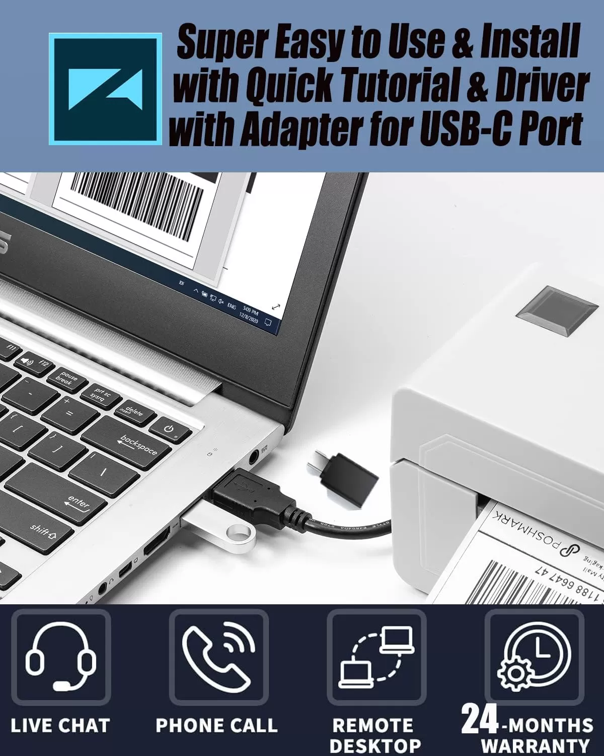 imageMemoking Thermal Shipping Label Printer with Label Holder  High Speed Desktop Label Printer for Shipping Packages for Windows ampamp MacOS  HD 4x6 Shipping Label Printer for Small Business PackageLogo