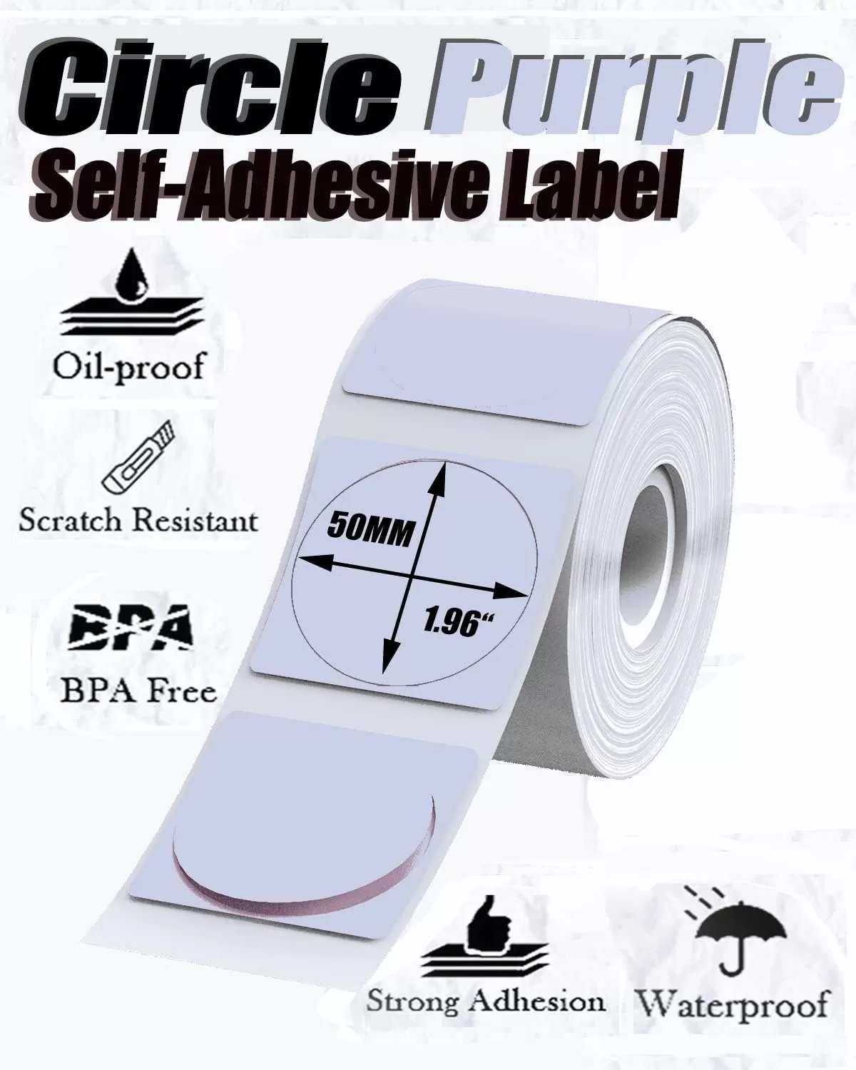 imagePurple M200 Labels Round M110 Label 50x50MM for M120 M200 M220 M110S M110 Printer Labels  196quot1 Roll M110 Label Circle 140PCS Memoking M200 Labels Compatible with Memoqueen Phomemo M110 Label Tape