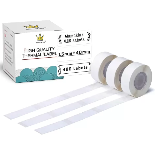 imageD30 Label  White Label Maker Tape StrongAdherence Label Thermal Printer Paper 15x40mm059x157inch for Name Price Folder Storage Compatible with MemokingPhomemo D30 Label Printer 3 Rolls15mm x 40mm