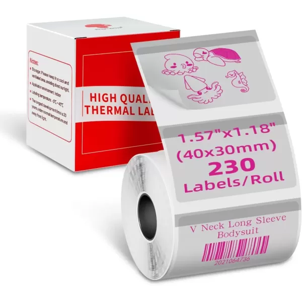 imageHD Original M110 M220 Clear Thermal Labels M110 Transparent Labels  157quotx118quot 40X30MM Compatible with Phomemo M110 M220 M221M150 M250 M260 Label Maker 230PCS Printed in GreenRed