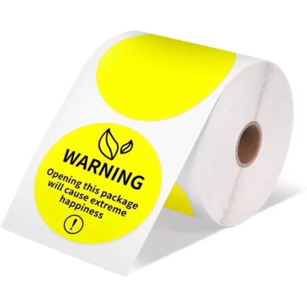 imageMemoking 2 Color Circle Thermal Label SelfAdhesive Round Sticker Label Circular Direct Thermal Printer Label for Logo Design NamePrice Tag Thanks Card Address QR Code 750 LabelsRoll WhiteYellow