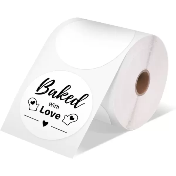 imageMemoking 2 Color Circle Thermal Label SelfAdhesive Round Sticker Label Circular Direct Thermal Printer Label for Logo Design NamePrice Tag Thanks Card Address QR Code 750 LabelsRoll WhiteWhite