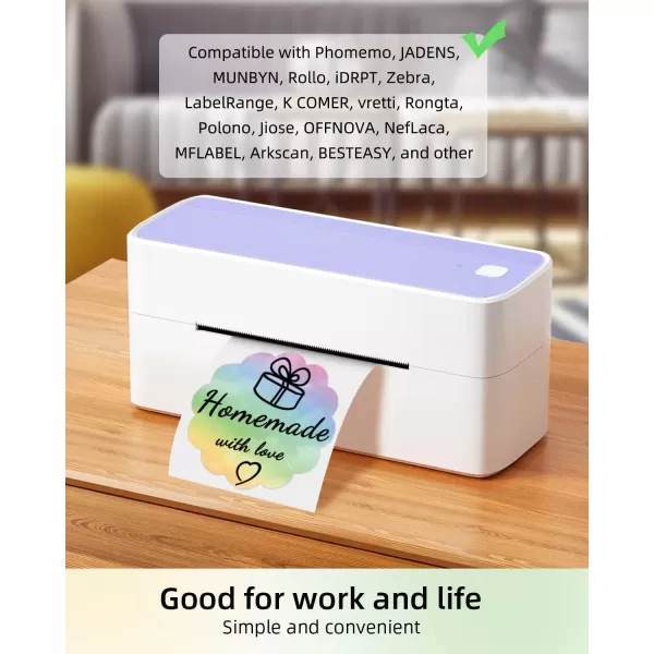 imageMemoking 2 Wavy Thermal Labels  Flower Shape Sticker Label SelfAdhesive Direct Thermal Label for Thanks Card Logo Name Price Address QR Code 500 Labels Gradient Multicolor