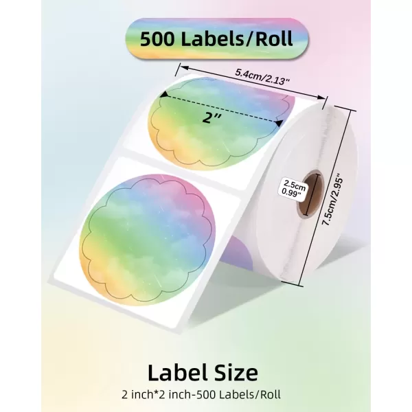 imageMemoking 2 Wavy Thermal Labels  Flower Shape Sticker Label SelfAdhesive Direct Thermal Label for Thanks Card Logo Name Price Address QR Code 500 Labels Gradient Multicolor