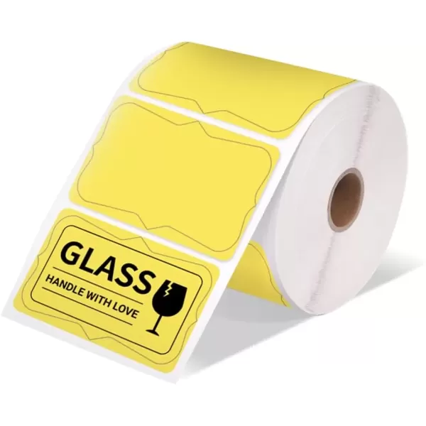 imageMemoking 3x2 Thermal Sticker Label SelfAdhesive Personalized Shape Labels Direct Thermal Printer Label for Logo Design NamePrice Tag Thanks Card Address QR Code 500 LabelsRoll Yellow