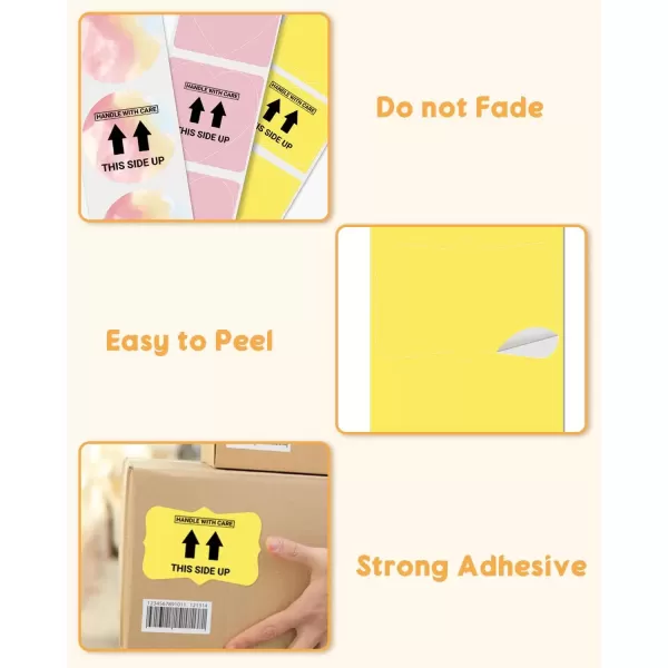 imageMemoking 3x2 Thermal Sticker Label SelfAdhesive Personalized Shape Labels Direct Thermal Printer Label for Logo Design NamePrice Tag Thanks Card Address QR Code 500 LabelsRoll Yellow