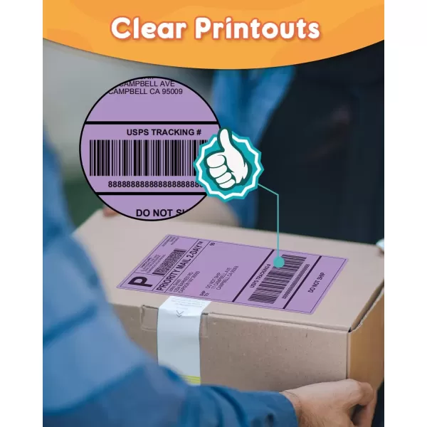 imageMemoking 4x6 Thermal Direct Shipping Label  4x 6 FanFold Labels for Shipping Labels Barcodes Address Mail Product Logo LabelsSmall Business Labeling Green 500pcsPurple