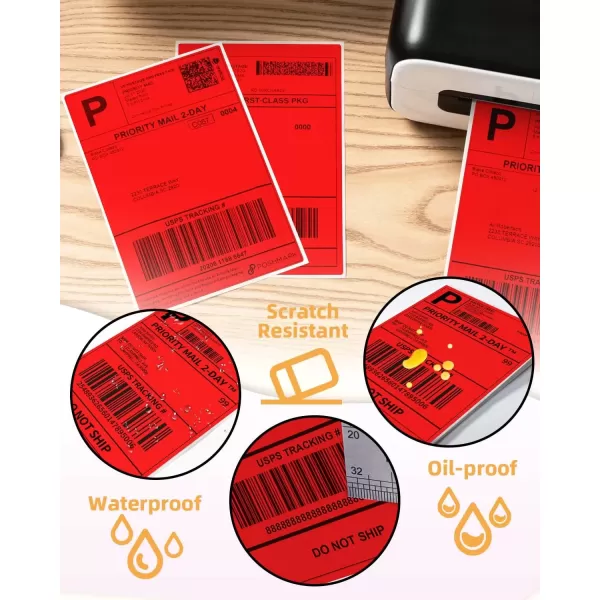 imageMemoking 4x6 Thermal Direct Shipping Label  4x 6 FanFold Labels for Shipping Labels Barcodes Address Mail Product Logo LabelsSmall Business Labeling Green 500pcsRed