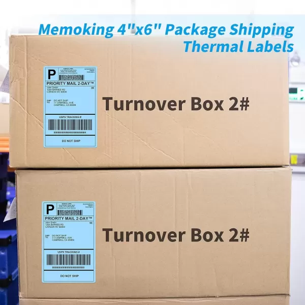 imageMemoking 4x6 Thermal Direct Shipping Label  4x 6 FanFold Labels for Shipping Labels Barcodes Address Mail Product Logo LabelsSmall Business Labeling Green 500pcsBlue