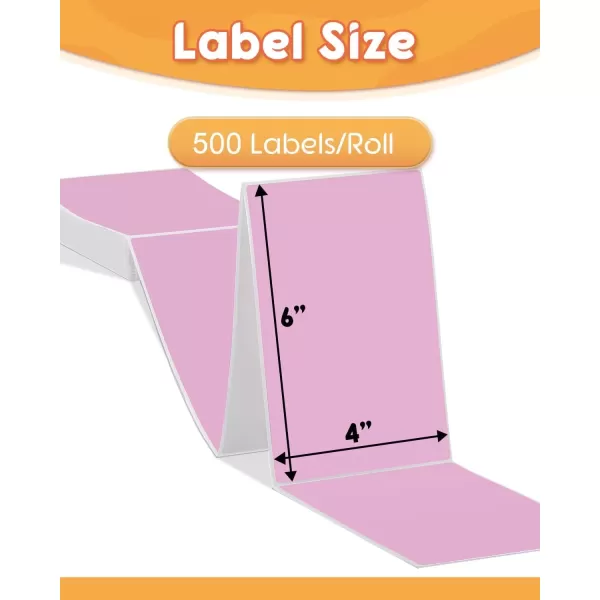 imageMemoking 4x6 Thermal Direct Shipping Label  4x 6 FanFold Labels for Shipping Labels Barcodes Address Mail Product Logo LabelsSmall Business Labeling Green 500pcsPink