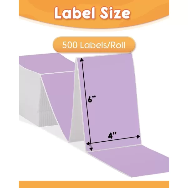 imageMemoking 4x6 Thermal Direct Shipping Label  4x 6 FanFold Labels for Shipping Labels Barcodes Address Mail Product Logo LabelsSmall Business Labeling Green 500pcsPurple