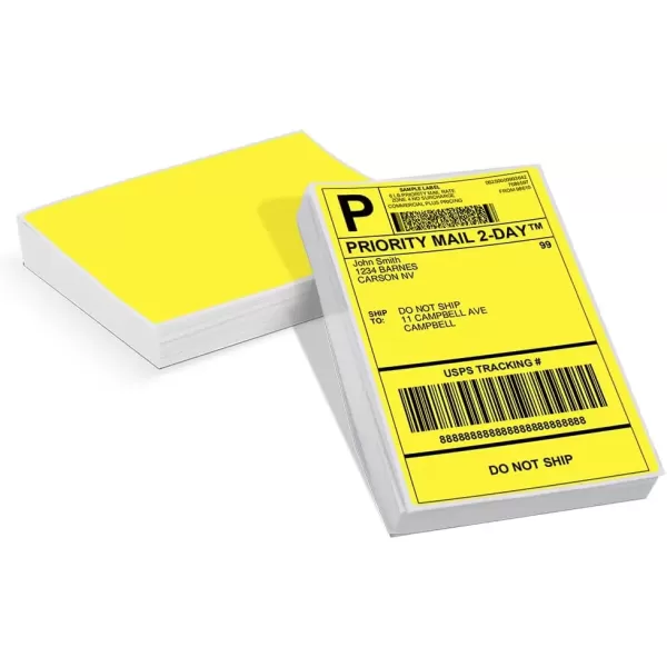 imageMemoking 4x6 Thermal Direct Shipping Label  4x 6 FanFold Labels for Shipping Labels Barcodes Address Mail Product Logo LabelsSmall Business Labeling Green 500pcsYellow