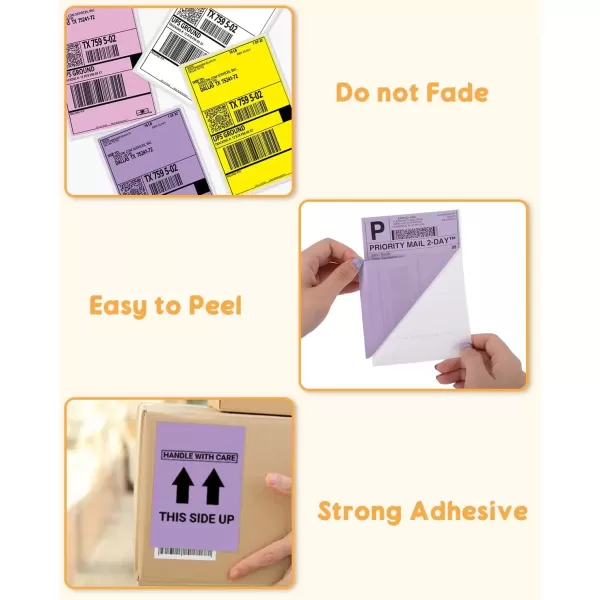 imageMemoking 4x6 Thermal Direct Shipping Label  4x 6 FanFold Labels for Shipping Labels Barcodes Address Mail Product Logo LabelsSmall Business Labeling Green 500pcsPurple
