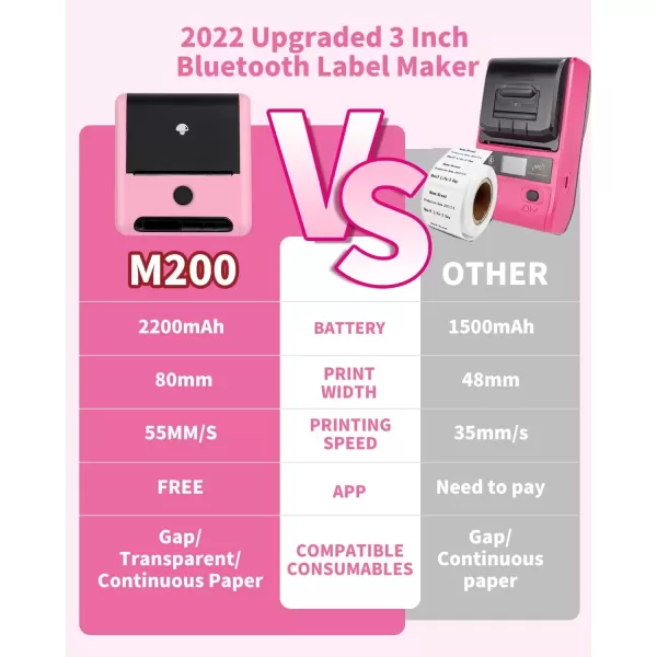 imageMemoking Bluetooth Label Maker Machine with Tape Wide Waterproof Label Versatile App with 40 Fonts and 450 Icons Inkless Labeler for Home School Office Organization Kitchen Pinkpink