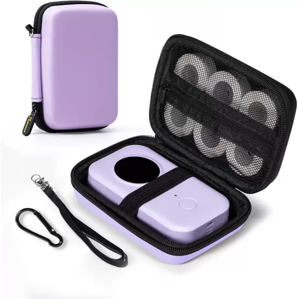imageMemoking Hard Storage Case  Compatible T02 Phomemo D30 SUPVAN E10 NIIMBOT D11 JADENS D110 and More with Zipper Mesh Pocket Waterproof Durable Shockproof Case Purple Only Case