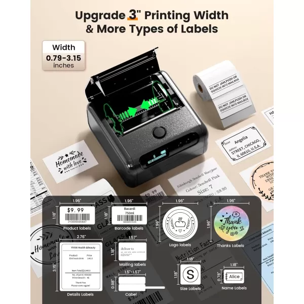 imageMemoking M200 Label Maker Machine with Tape 3 Rolls  Bluetooth Label Printer for Small Business Barcode Label Printer Portable Label Maker Machine for RetailPrice TagAddressfor Phone ampamp PC