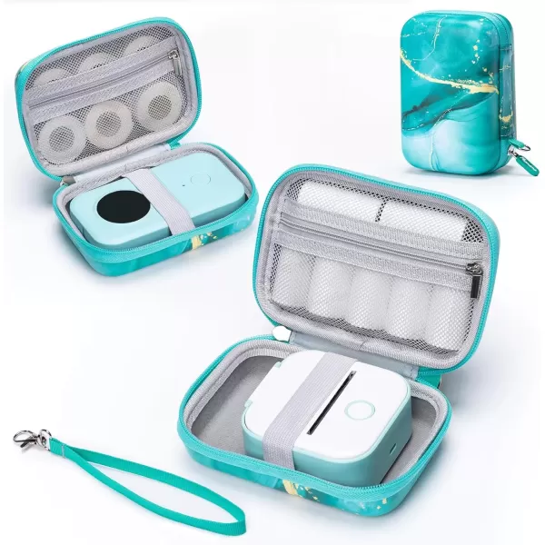imageMemoking T02 Hard Storage Case  Compatible with Phomemo D30 SUPVAN E10 NIIMBOT D11 JADENS D110 and More with Zipper Mesh Pocket Waterproof Shockproof Case Gradient Pink Only CaseGreen