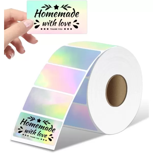 imageMemoking Thermal Labels 4quot  2quot Holographic Silver SelfAdhesive Sticker Label Square Direct Thermal Label for Thanks Card Logo Name Price Address QR Code 500 LabelsSilver
