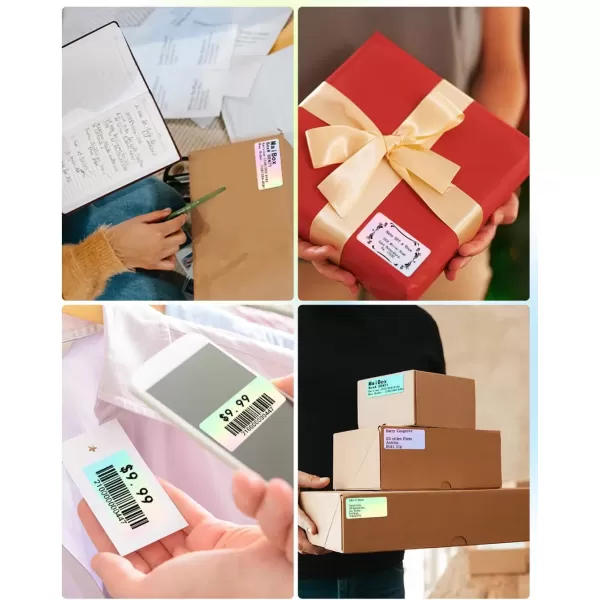imageMemoking Thermal Labels 4quot  2quot Holographic Silver SelfAdhesive Sticker Label Square Direct Thermal Label for Thanks Card Logo Name Price Address QR Code 500 LabelsSilver