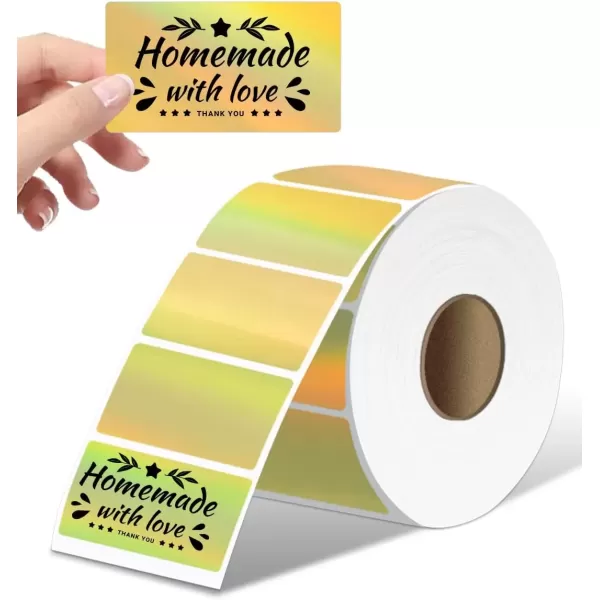 imageMemoking Thermal Labels 4quot  2quot Holographic Silver SelfAdhesive Sticker Label Square Direct Thermal Label for Thanks Card Logo Name Price Address QR Code 500 LabelsGold