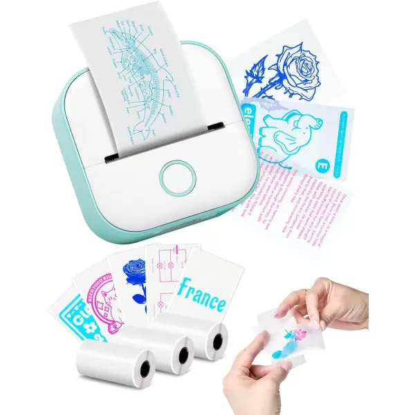imagePrint Pods Mini Printer  T02 Sticker Printer Portable Thermal Printer Inkless Printer Sticker Maker Machine Pocket Printer Phone Printer for Study Graphic Anatomical Diagram Photo Green