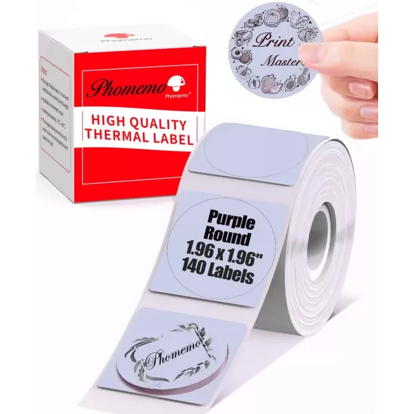 imagePurple M200 Labels Round M110 Label 50x50MM for M120 M200 M220 M110S M110 Printer Labels  196quot1 Roll M110 Label Circle 140PCS Memoking M200 Labels Compatible with Memoqueen Phomemo M110 Label Tape