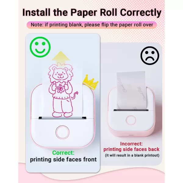 imageT02 Mini Printer  Print Pods Sticker Printer Portable Thermal Printer Inkless Printer Sticker Maker Machine Label Makers Pocket Printer for Study Graphics Anatomical Diagrams Photos Pink