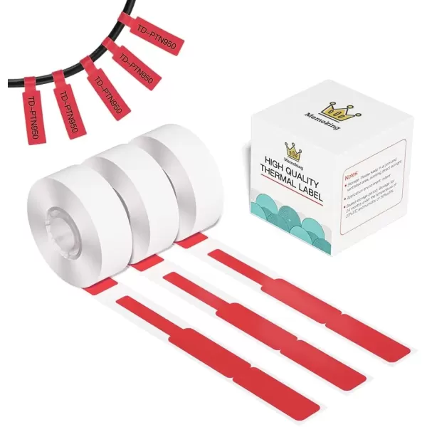 image195Pcs Cable Labels  Waterproof Cable Tags Tear Resistant Wire Labels Self Adhesive Cord Identification and Organizing Labels Compatible with MemokingPhomemo D30 Label Makers Red