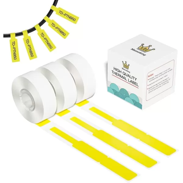 image195Pcs Cable Labels  Waterproof Cable Tags Tear Resistant Wire Labels Self Adhesive Cord Identification and Organizing Labels Compatible with MemokingPhomemo D30 Label Makers Yellow