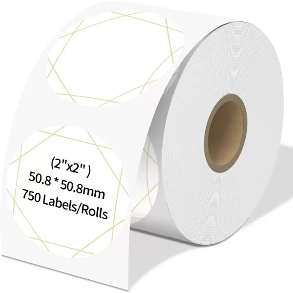 image2 Inch White Round Sticker Labels for Direct Thermal PrinterBlank Circle Thermal LabelsCompatible with All Thermal Shipping Label Printers750 Labels1 RollWhite