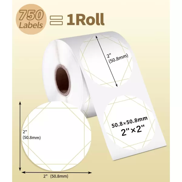 image2 Inch White Round Sticker Labels for Direct Thermal PrinterBlank Circle Thermal LabelsCompatible with All Thermal Shipping Label Printers750 Labels1 RollWhite