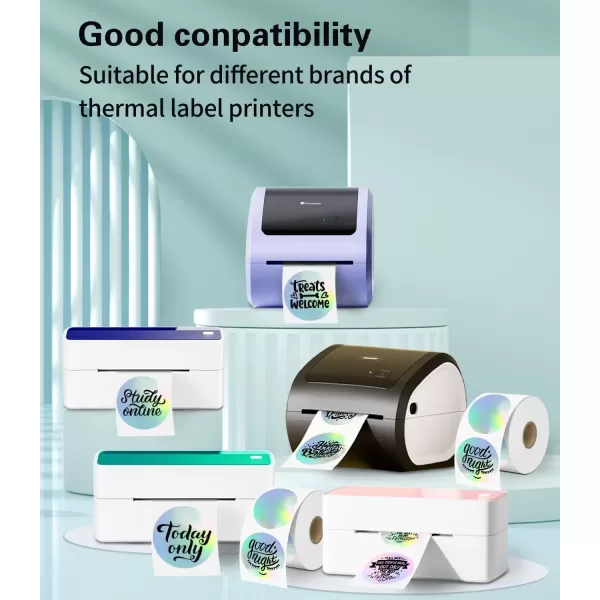 image2 Inch White Round Sticker Labels for Direct Thermal PrinterBlank Circle Thermal LabelsCompatible with All Thermal Shipping Label Printers750 Labels1 RollSilver