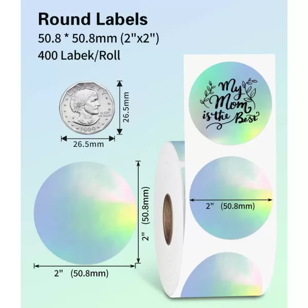 image2 Inch White Round Sticker Labels for Direct Thermal PrinterBlank Circle Thermal LabelsCompatible with All Thermal Shipping Label Printers750 Labels1 RollSilver