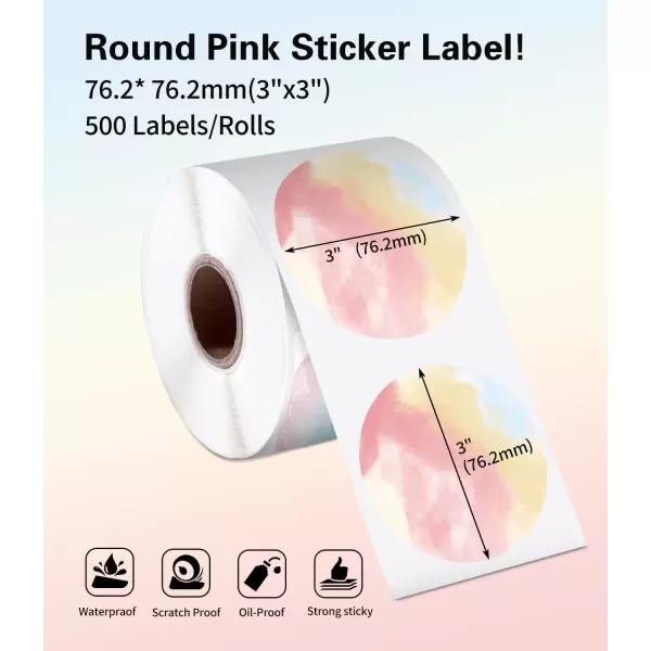 image3 Inch Round Thermal Labels Thermal Sticker Labels Color SelfAdhesive Labels for Small Business Supplies Compatible with MUNBYN Thermal Printer Labels Thermal Shipping Label Printers 500 Pcs