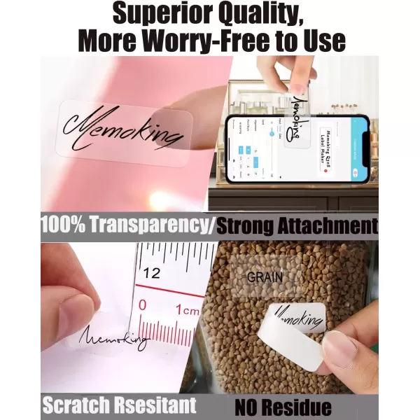 imageD30 Clear Thermal Label  Label Maker Paper Transparent Label Thermal Printer Paper SelfAdhesive 14x25mm055x098in for Name Price Storage Compatible with MemokingPhomemo D30 Label Maker 3 Rolls14mm x 30mm