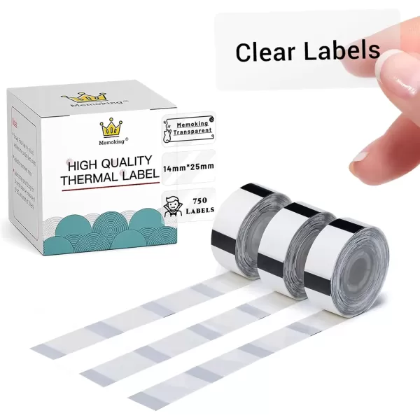 imageD30 Clear Thermal Label  Label Maker Paper Transparent Label Thermal Printer Paper SelfAdhesive 14x25mm055x098in for Name Price Storage Compatible with MemokingPhomemo D30 Label Maker 3 Rolls14mm x 25mm