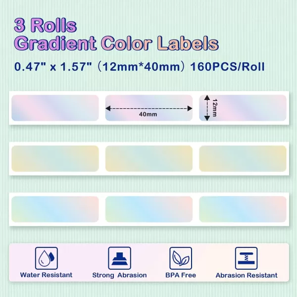 imageD30 Color Thermal Labels  SelfAdhesive D30 Label Maker Tape 12mm x 40mm 047in x 157in Compatible with MemokingPhomemo D30 Label Maker Perfect for Kitchen Office Home SchoolMermaid