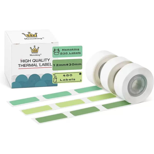 imageD30 Label  Compatible with MemokingPhomemo D30 Label Maker 12x30mm Waterproof Thermal Tape Light GreenGreenDark Green Sticker Machine Label 3 Rolls