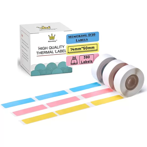 imageD30 Label  Label Maker Paper BluePinkYellow Label Thermal Printer Paper Adhesive 14x50mm055x197in for Name Price Storage Cables Compatible with MemokingPhomemo D30 Label Printer 3 Rolls
