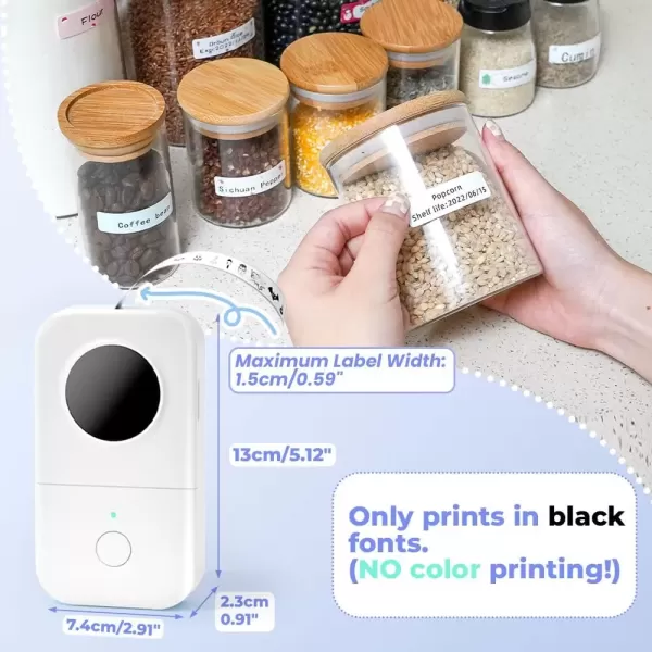 imageD30 Label Maker  Bluetooth Label Maker Machine Mini Inkless Cute Label Printer Thermal Wireless Portable Sticker Maker Printer with Thermal Label x 3 Compatible with iOS Android White