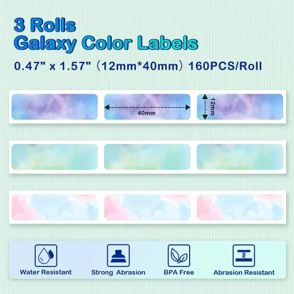 imageD30 Label Maker Tape Color  Memoking D30 Labels Refills Compatible with Phomemo Zodzi D30 Label Maker Tape Colorful  Starry Sky Colorful D30 Label Roll 12x40mm  160 LabelsRoll 3 Rolls047x157